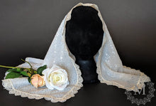 Load image into Gallery viewer, Off-White Sequin Mantilla / Veil with Ivory Trim