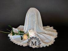 Load image into Gallery viewer, Off-White Sequin Mantilla / Veil with Ivory Trim