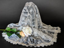 Load image into Gallery viewer, Ivory Sequin Lace Mantilla / Veil with Ivory Trim
