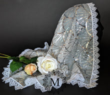 Load image into Gallery viewer, White with Silver Sequin Mantilla / Veil with White Trim
